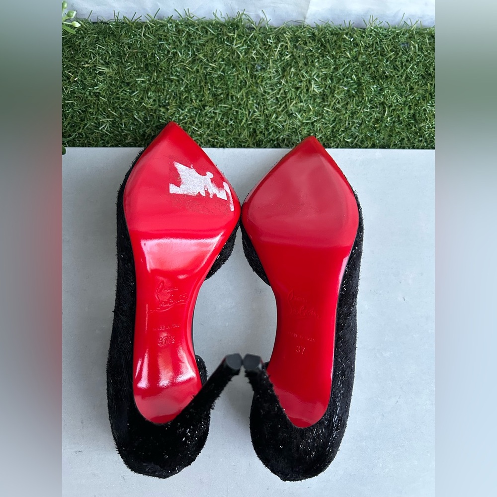 Christian Louboutin Iriza Black Vel Papillon Half d'Orsay Pump size 37 - Picture 14 of 17